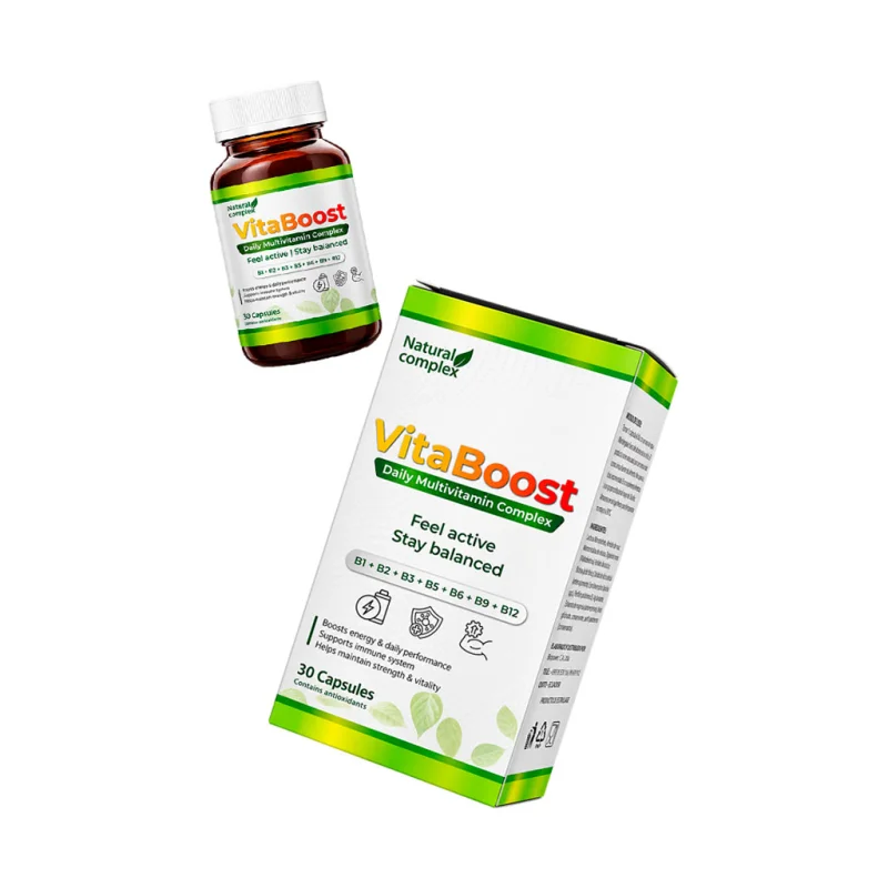 Vitaboost jar and carton together, one month pack